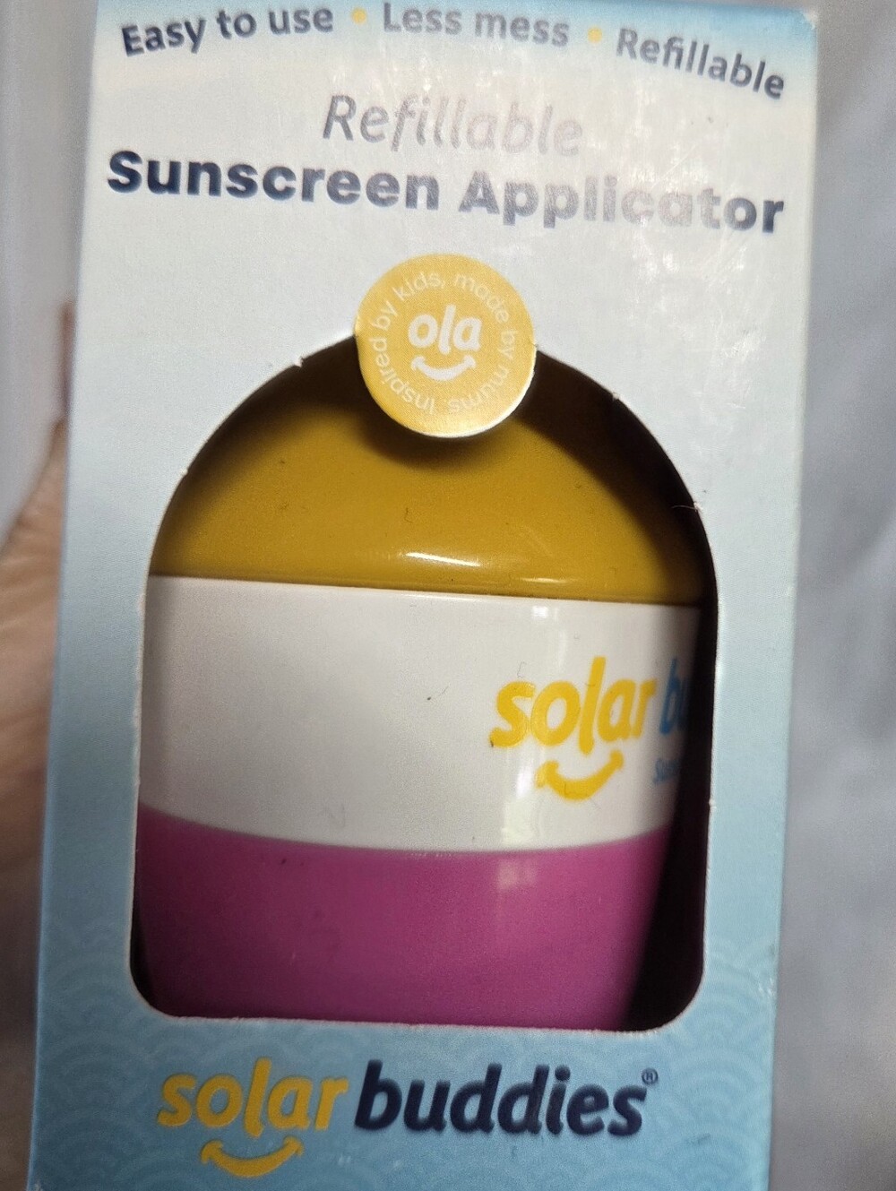 Solar Buddies Refillable Sunscreen Applicator - Yellow & Pink